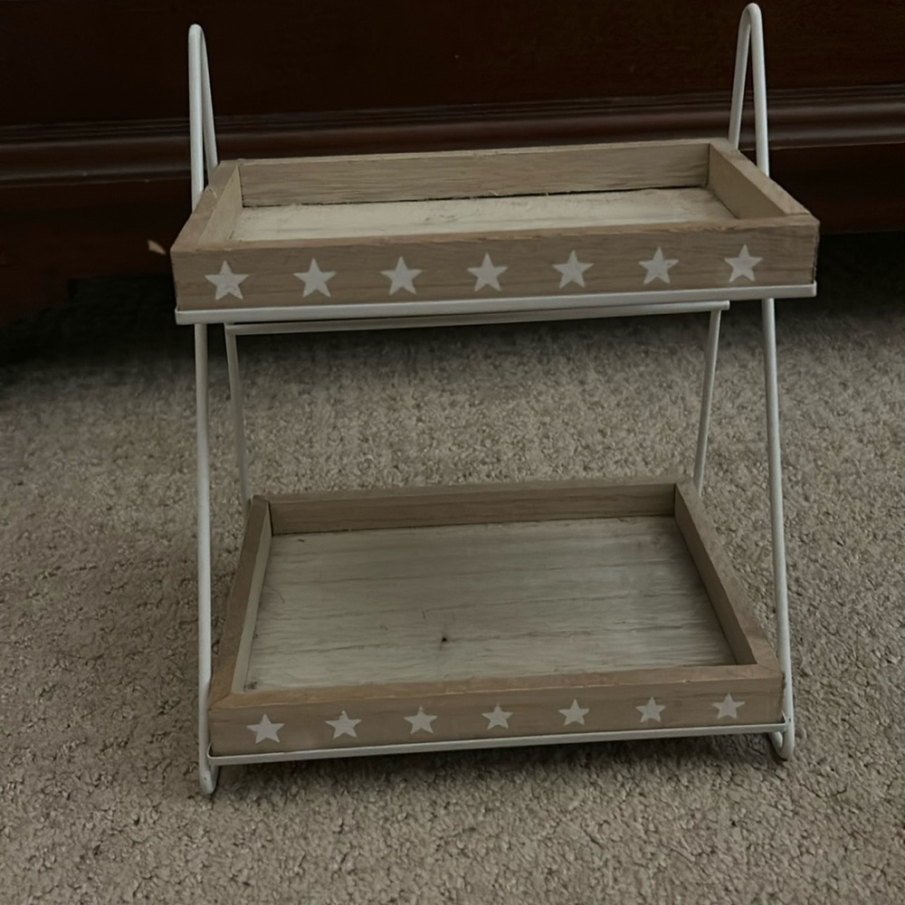 white and wood star display